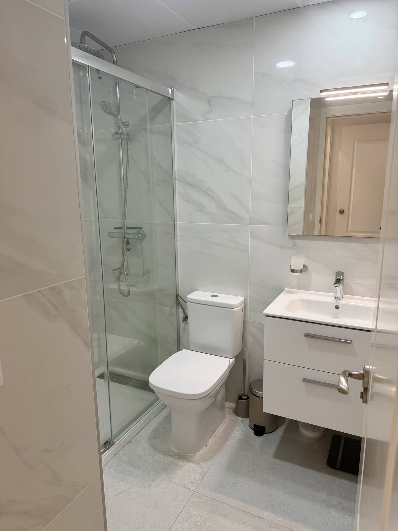 Downstairs bathroom with walk-in shower